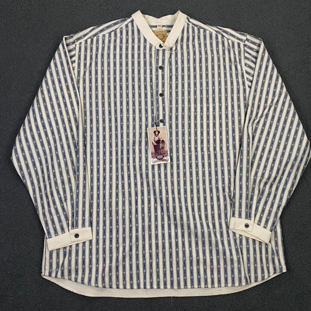 Wah Maker Band Collar Dealers Shirt Mens 2XL Popover Old West Victorian Pioneer